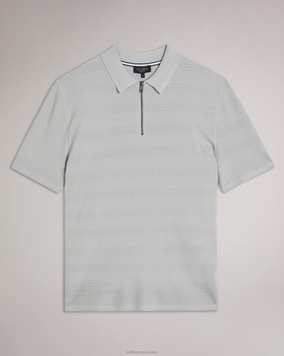 Ted Baker Stree Short Sleeve Textured Polo Shirt Gray Clothing Men TLPL1363