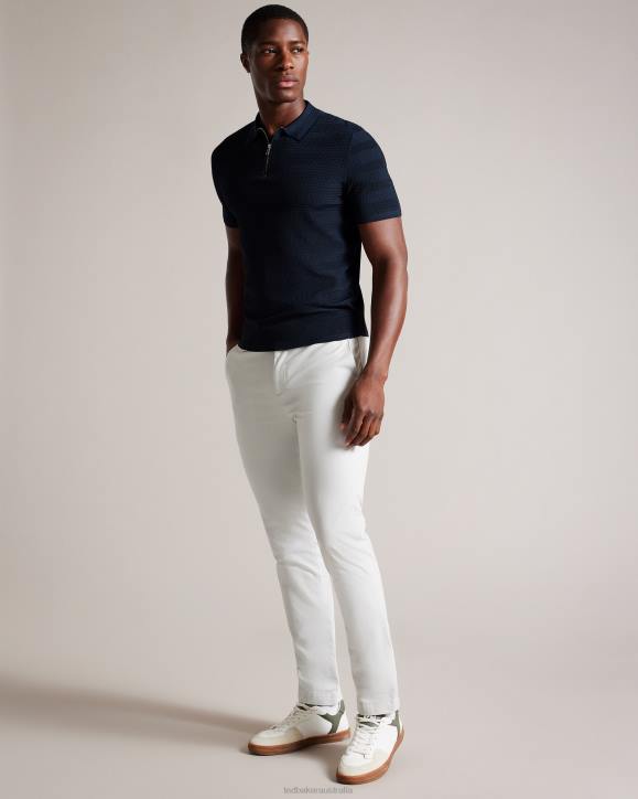 Ted Baker Stree Short Sleeve Textured Polo Shirt NAVY Clothing Men TLPL1340