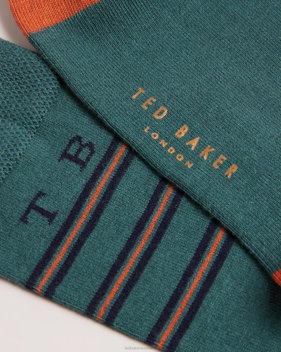 Ted Baker Teebees Stripe Socks Green Accessories Men TLPL2004
