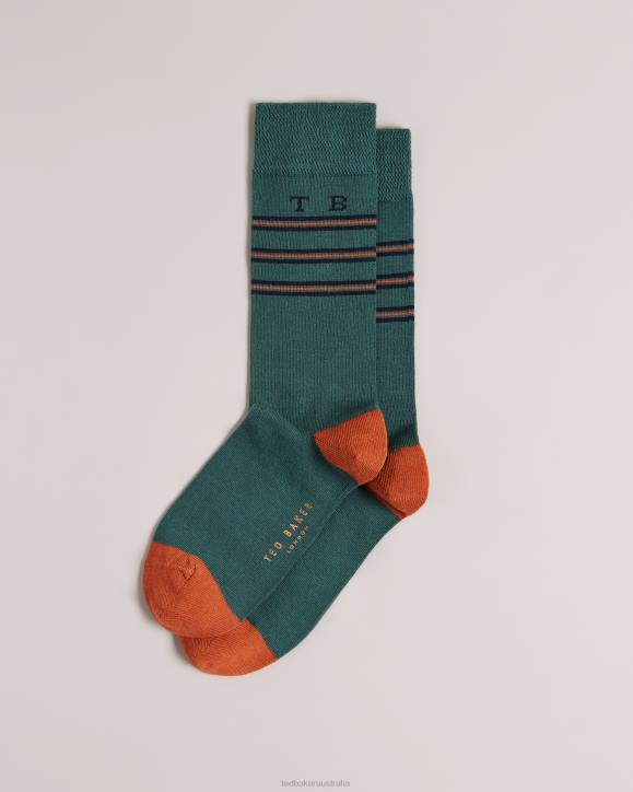 Ted Baker Teebees Stripe Socks Green Accessories Men TLPL2004