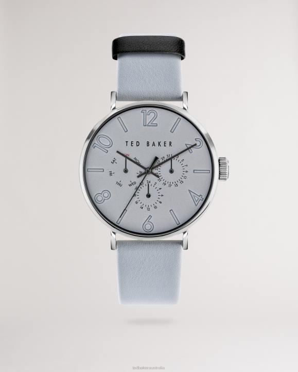 Ted Baker Timet Grey Smooth Leather Strap Watch Gray Accessories Men TLPL1964