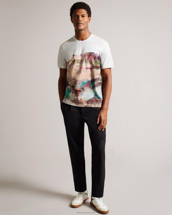 Ted Baker Tinot Short Sleeve Abstract Print T-Shirt White Clothing Men TLPL1564