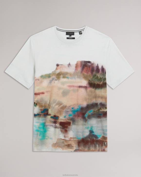 Ted Baker Tinot Short Sleeve Abstract Print T-Shirt White Clothing Men TLPL1564