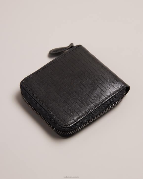 Ted Baker Tobiat T Monogram Zip Around Wallet Black Accessories Men TLPL1949