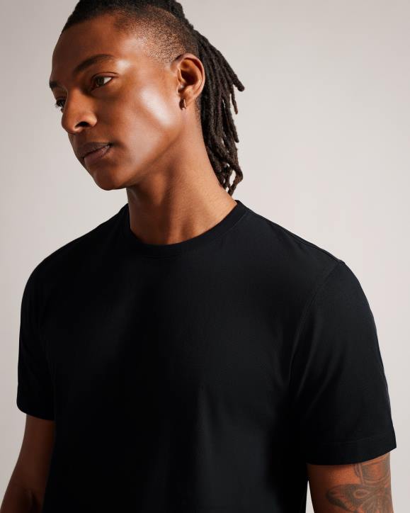 Ted Baker Tywinn Short Sleeve Regular Fit Plain T-shirt BLACK Clothing Men TLPL1513