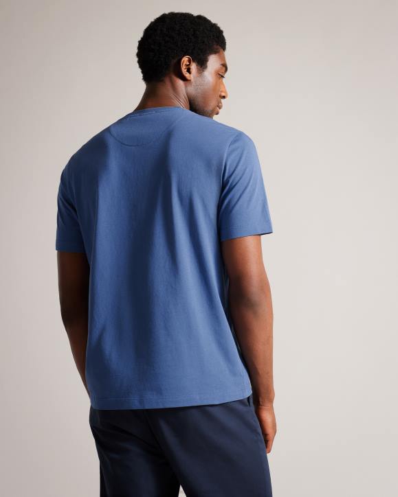 Ted Baker Tywinn Short Sleeve Regular Fit Plain T-shirt BLUE Clothing Men TLPL1531