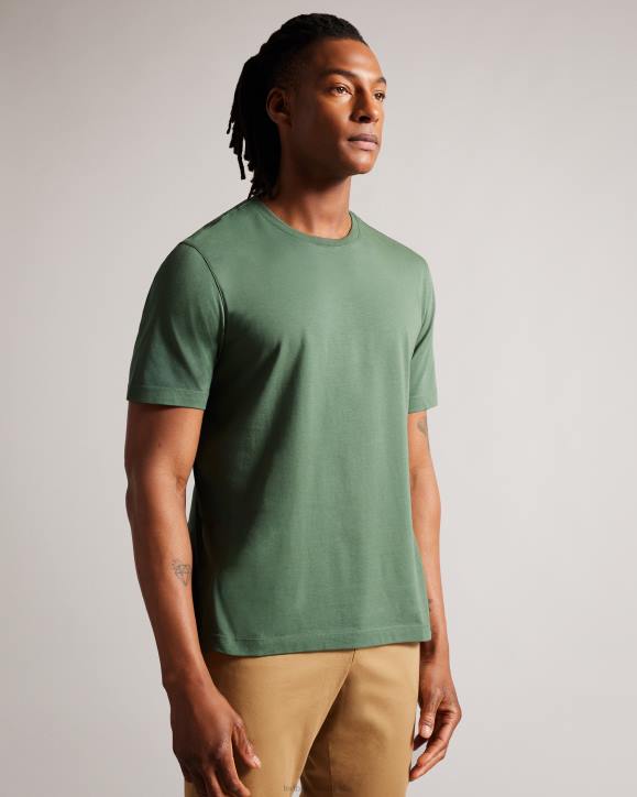 Ted Baker Tywinn Short Sleeve Regular Fit Plain T-shirt MID-GREEN Clothing Men TLPL1311