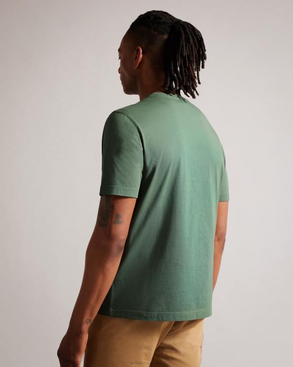 Ted Baker Tywinn Short Sleeve Regular Fit Plain T-shirt MID-GREEN Clothing Men TLPL1311