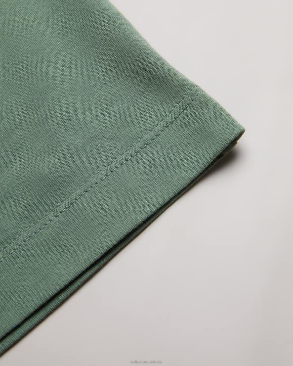 Ted Baker Tywinn Short Sleeve Regular Fit Plain T-shirt MID-GREEN Clothing Men TLPL1311