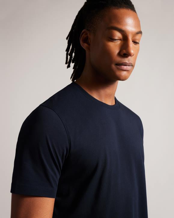 Ted Baker Tywinn Short Sleeve Regular Fit Plain T-shirt NAVY Clothing Men TLPL1561