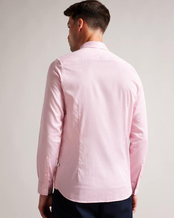 Ted Baker Willet Long Sleeve Geometric Print Shirt Pale Pink Clothing Men TLPL1220