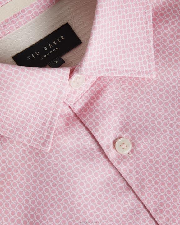 Ted Baker Willet Long Sleeve Geometric Print Shirt Pale Pink Clothing Men TLPL1220