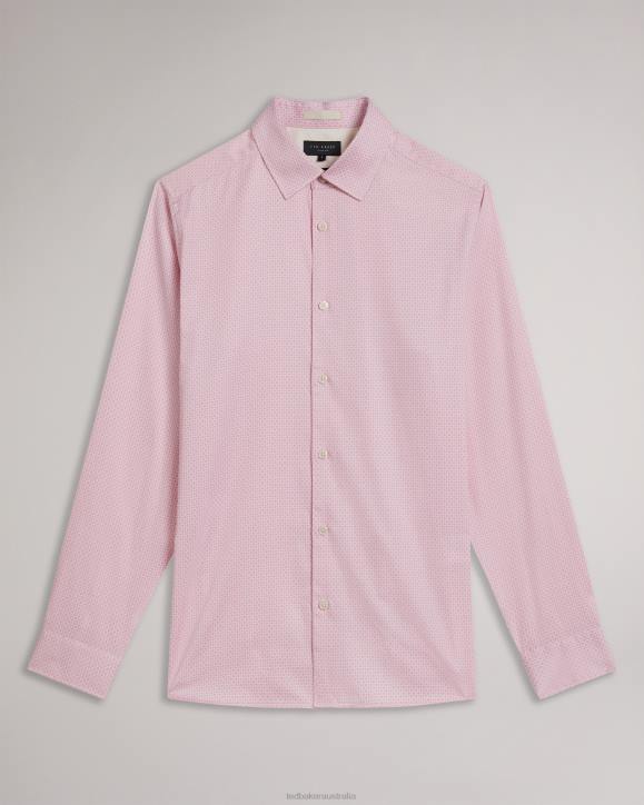 Ted Baker Willet Long Sleeve Geometric Print Shirt Pale Pink Clothing Men TLPL1220