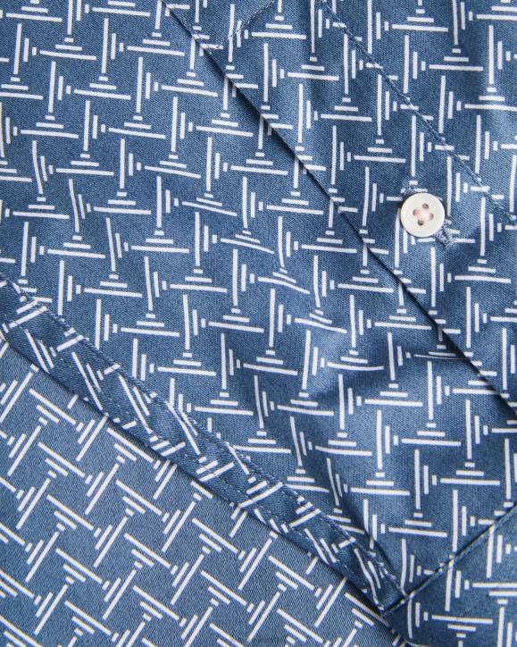 Ted Baker Willuw Long Sleeve Geometric Print Shirt Blue Clothing Men TLPL1223