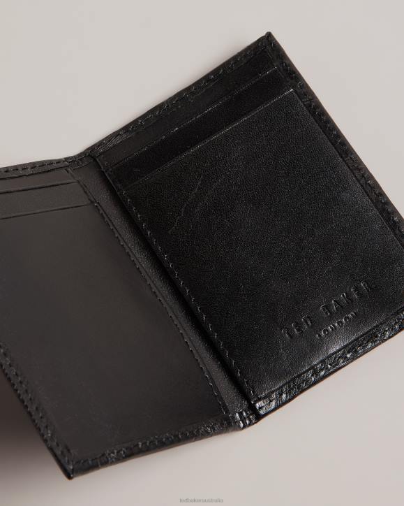 Ted Baker Wincard Laser Etched Leaf Card Holder Black Accessories Men TLPL2024