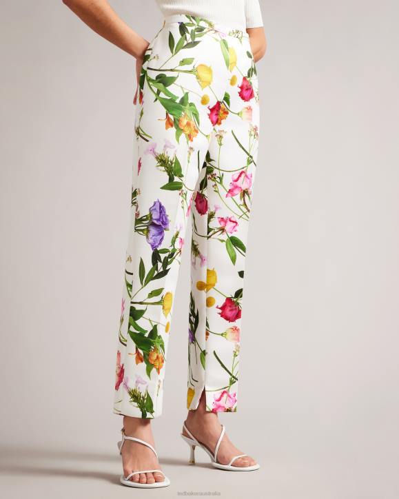 Ted Baker Ziaaht Floral Print Tapered Leg Trousers White Clothing Women TLPL320