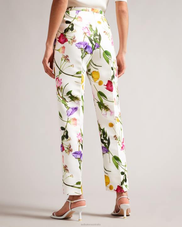 Ted Baker Ziaaht Floral Print Tapered Leg Trousers White Clothing Women TLPL320