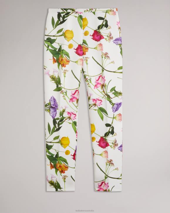 Ted Baker Ziaaht Floral Print Tapered Leg Trousers White Clothing Women TLPL320