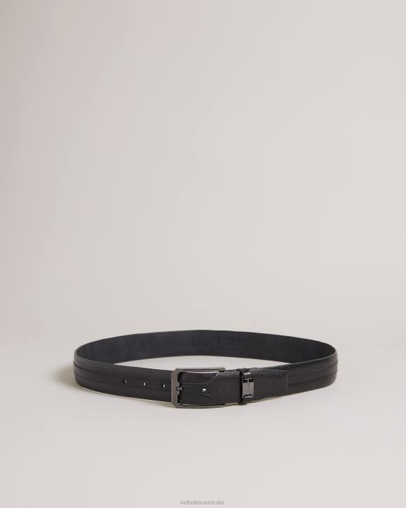 Ted Baker Siymon Mixed Texture Leather Belt Black Accessories Men TLPL1932