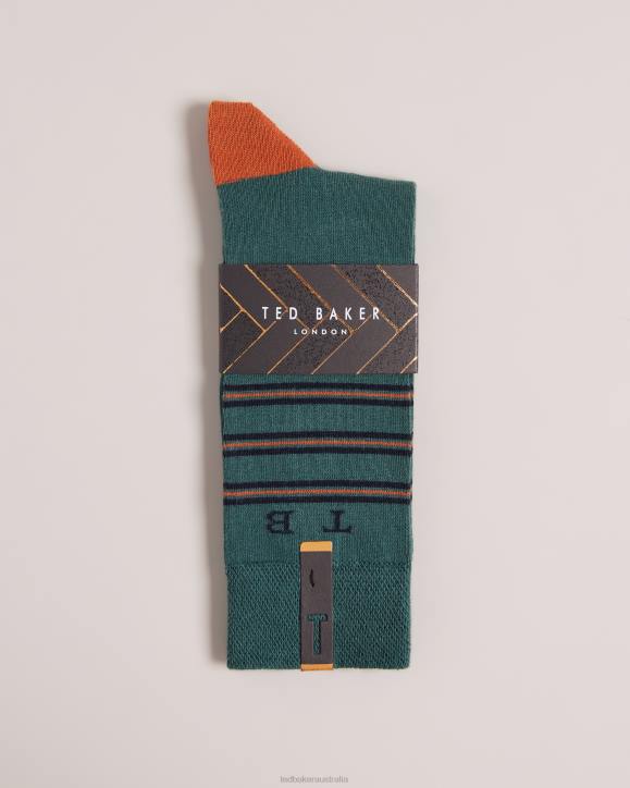 Ted Baker Teebees Stripe Socks Green Accessories Men TLPL2004