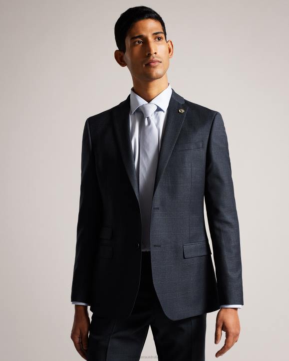 Ted Baker Cromjs Wool Blend Check Jacket Navy Clothing Men TLPL1415