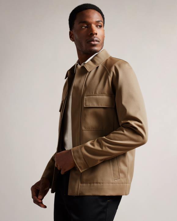 Ted Baker Finnj Raglan Sleeve Pure Wool Jacket Natural Clothing Men TLPL1260