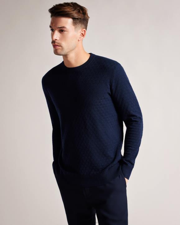 Ted Baker Dartell Long Sleeve T Stitched Crew Neck Jumper NAVY Clothing Men TLPL1309