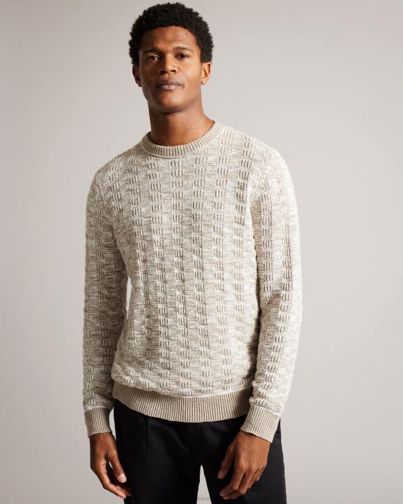 Ted Baker Kriskro Long Sleeve Textured Jumper White Clothing Men TLPL1518
