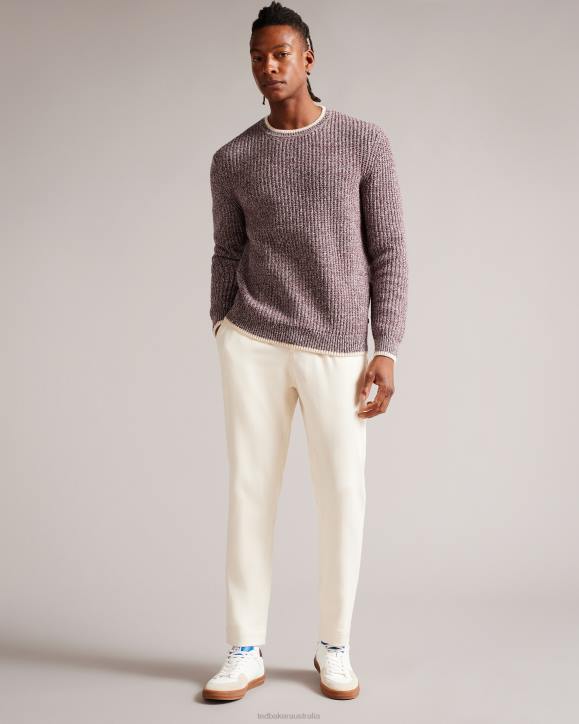 Ted Baker Overhal Regular Fit Knitted Jumper Maroon Clothing Men TLPL1295