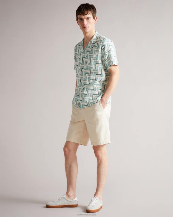Ted Baker Brecon SS Retro Geo Print Shirt Sky Blue Clothing Men TLPL1524