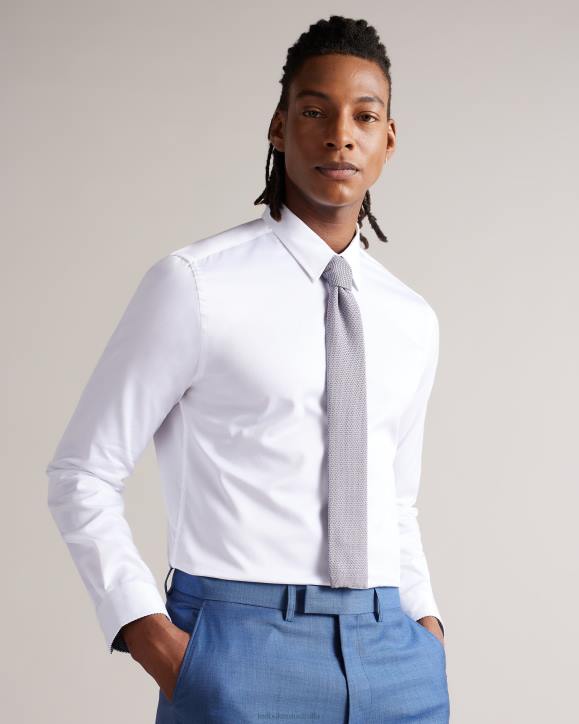 Ted Baker Holmess Long Sleeve Slim Fit Shirt White Clothing Men TLPL1354