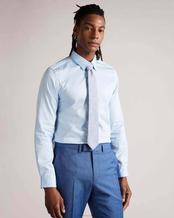 Ted Baker Islass Long Sleeve Slim Fit Shirt Pale Blue Clothing Men TLPL1456