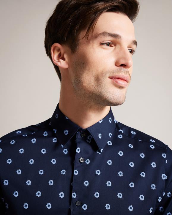Ted Baker Kymsho Short Sleeve Floral Shirt Navy Clothing Men TLPL1350