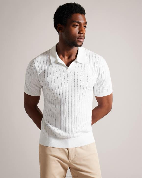 Ted Baker Botany Short Sleeve Open Collar Polo Shirt White Clothing Men TLPL1465