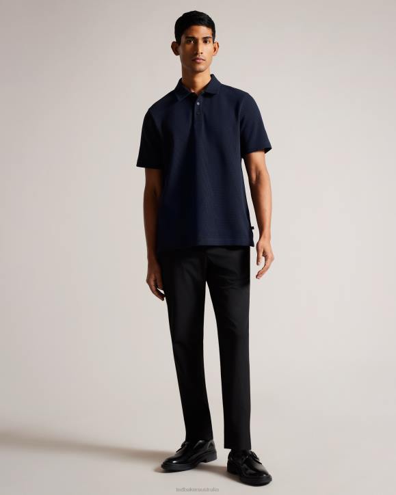Ted Baker Bute Short Sleeve Regular Fit Textured Polo Shirt Navy Clothing Men TLPL1234