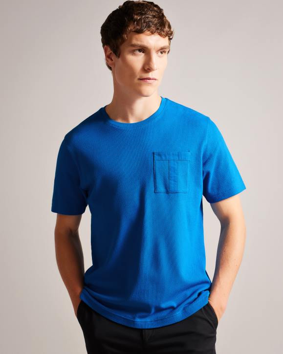 Ted Baker Spindle Short Sleeve T-Shirt With T Pocket Blue Clothing Men TLPL1209
