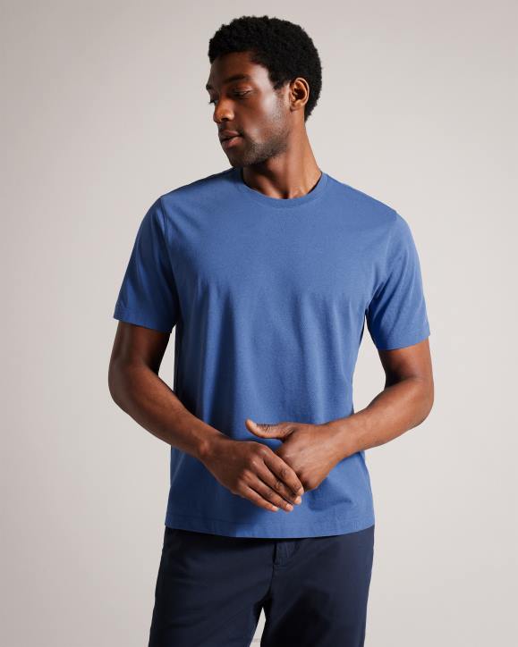 Ted Baker Tywinn Short Sleeve Regular Fit Plain T-shirt BLUE Clothing Men TLPL1531