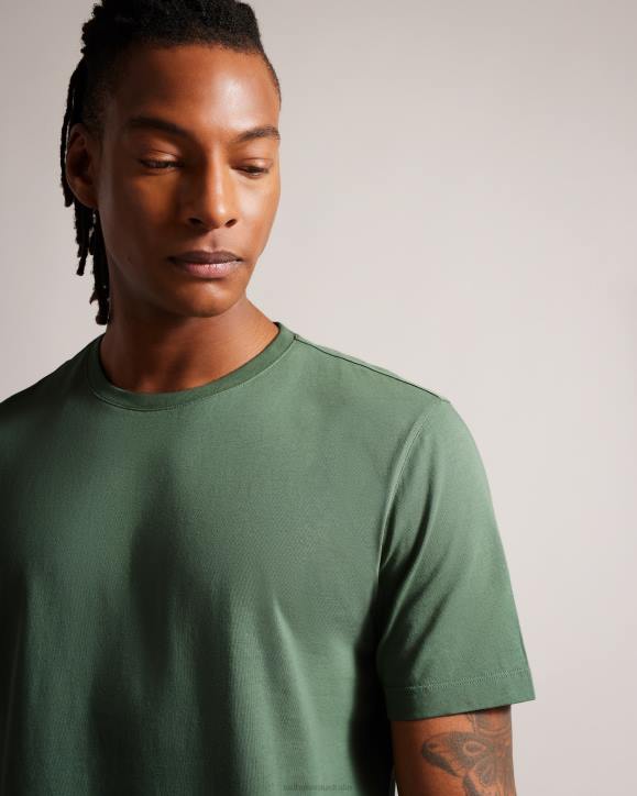 Ted Baker Tywinn Short Sleeve Regular Fit Plain T-shirt MID-GREEN Clothing Men TLPL1311