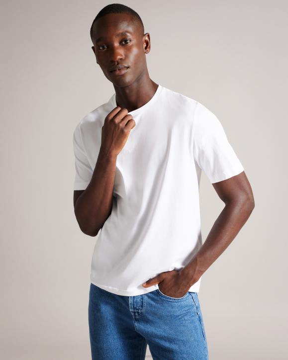 Ted Baker Tywinn Short Sleeve Regular Fit Plain T-shirt WHITE Clothing Men TLPL1314