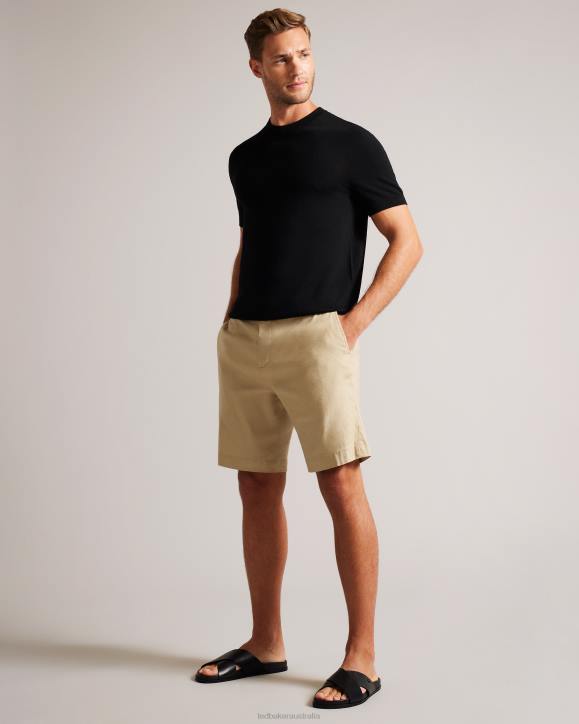 Ted Baker Leder Linen Blend Half Elasticated Shorts Stone Clothing Men TLPL1541