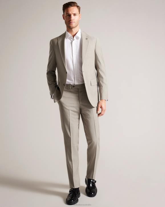 Ted Baker Alconat Pure Wool Sharkskin Suit Trousers Natural Clothing Men TLPL1543