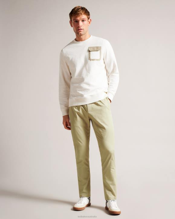 Ted Baker Bossar Regular Fit Herringbone Trousers Natural Clothing Men TLPL1567