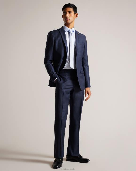 Ted Baker Cromts Pure Wool Check Suit Trousers Navy Clothing Men TLPL1474