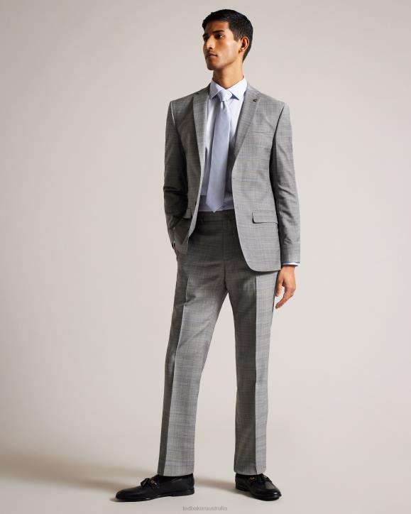 Ted Baker Elgolts Wool Blend Check Trousers Gray Clothing Men TLPL1397