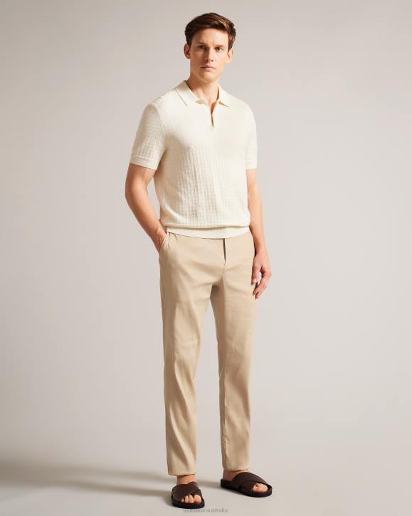 Ted Baker Kimmel Linen Blend Elasticated Trousers Stone Clothing Men TLPL1443