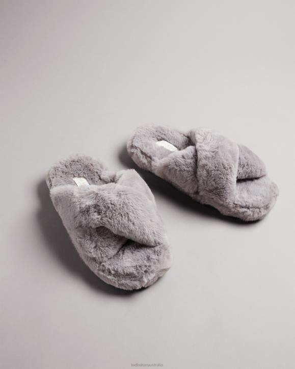 Ted Baker Lopply Faux fur slippers Light Gray Shoes Men TLPL921