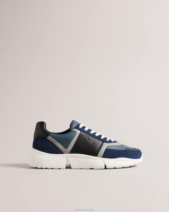 Ted Baker Cecyle Leather Trainers Navy Shoes Men TLPL1863