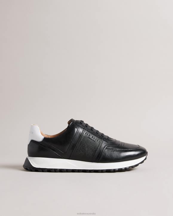 Ted Baker Frayne Saffiano Leather Trainers Black Shoes Men TLPL1910