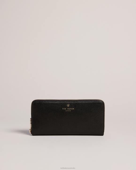 Ted Baker Hearten Heart Stud Zip Around Purse Black Accessories Women TLPL943