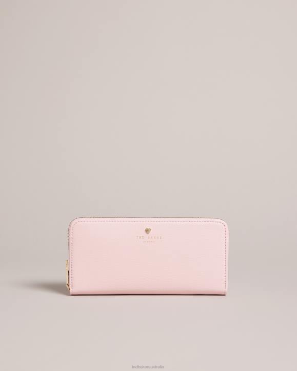 Ted Baker Hearten Heart Stud Zip Around Purse Pale Pink Accessories Women TLPL941